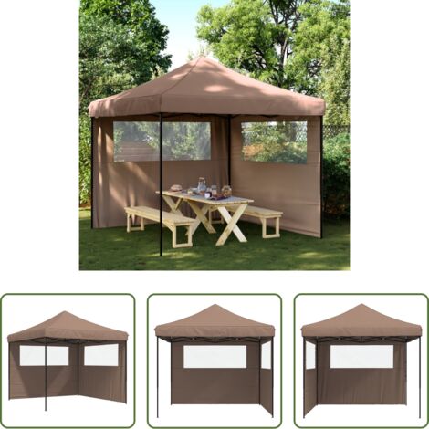 Tenda da giardino - Tendone per Feste Pieghevole Pop-Up con 2 Pareti Marrone