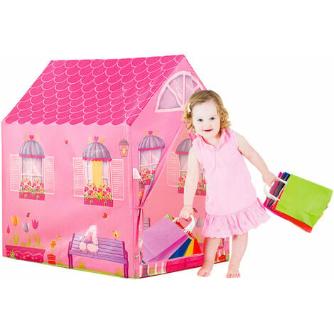 GIORDANOSHOP Tenda da Gioco per Bambini 95x72x105 cm Struttura in Plastica Tubolare Principessa Rosa