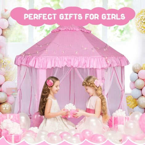 Tenda da gioco per ragazze - Grande castello da principessa, tenda da gioco pop-up per bambini, per interni ed esterni, con luci stellate, giocattoli, regali per bambine e ragazzi di 3, 4, 5, 6, 7, 8,