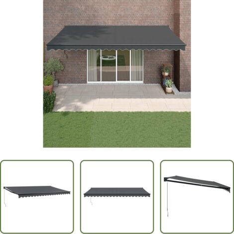 Tenda da patio -  Tenda da Sole Retrattile Antracite 5x3 m in Tessuto e Alluminio