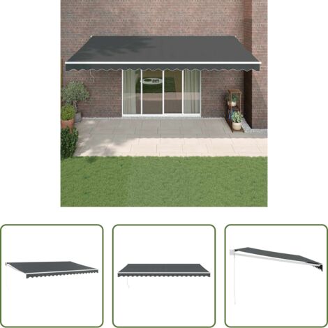 Tenda da patio -  Tenda da Sole Retrattile Antracite 5x3 m in Tessuto e Alluminio