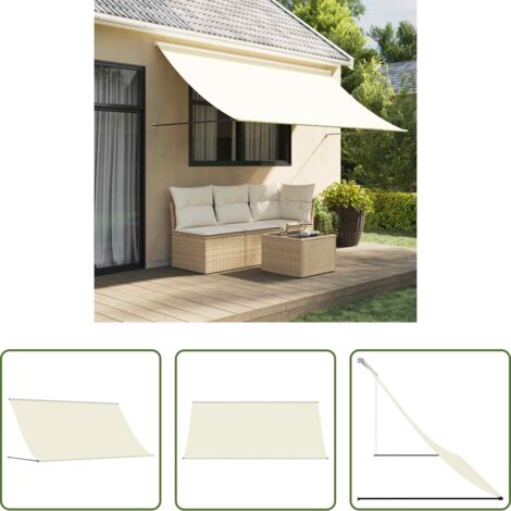 Tenda da patio -  Tenda da Sole Retrattile Crema 300x150 cm in Tessuto e Acciaio