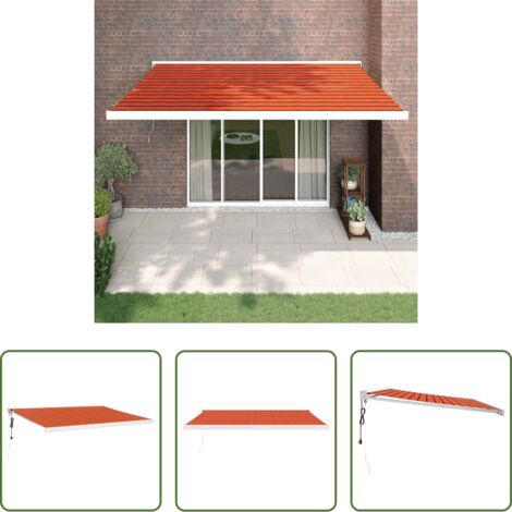 Tenda da patio -  Tenda Retrattile Arancione e Marrone 4,5x3m Tessuto e Alluminio