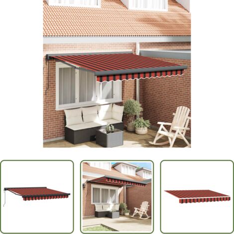 Tenda da patio -  Tenda Retrattile Arancione Marrone 3,5x2,5m Tessuto e Alluminio