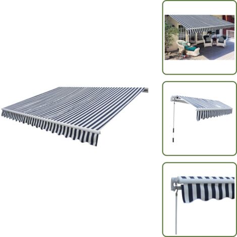 Tenda da patio - vidaXL Tenda da Sole Pieghevole Manuale 300 cm Blu/Bianca - Tenda da sole manuale
