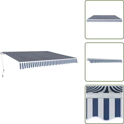 Tenda da patio - vidaXL Tenda da Sole Pieghevole Manuale 400 cm Blu/Bianca - Tenda da sole manuale