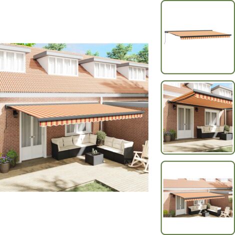 Tenda da patio - vidaXL Tenda Sole Retrattile Gialla e Bianca 5x3 m Tessuto e Alluminio - Tenda a parete