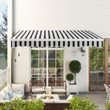 Tenda da sole 395x245x350cm struttura in alluminio manovrabile protezione UV facile installazione tessuto resistente bianco