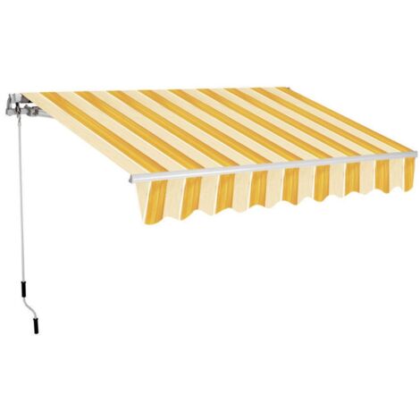 Tenda da sole a barra quadra 250x200 cm avvolgibile rigato giallo