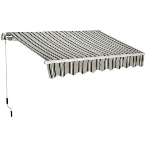 Tenda da sole a barra quadra 250x200 cm avvolgibile rigato verde