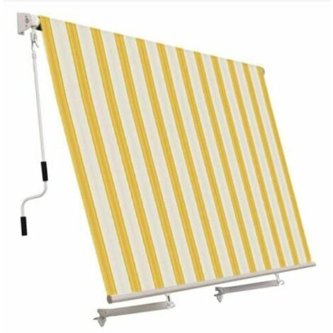 Tenda da sole a caduta 300x 250 cm da balcone inclinazione fissa gialla e bianco - Rigata gialla