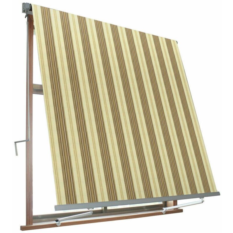 Tenda da sole a caduta balcone 2,5 x 2,5 mt beige marrone rigata 147v