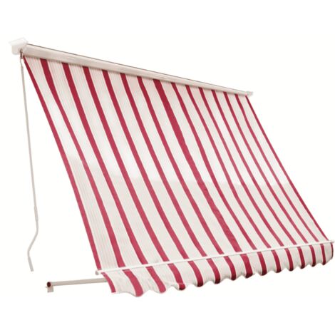 Tenda da sole a caduta braccetti balcone cassone 3x2,5 mt bordeaux crema rigato 5400