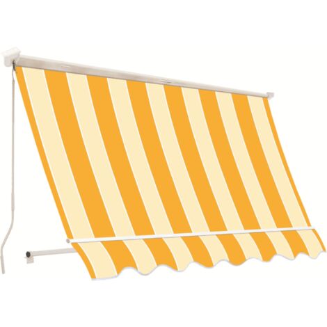 Tenda da sole a caduta braccetti balcone cassone 3x2,5 mt giallo bianco rigato 5402
