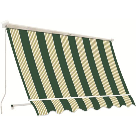 Tenda da sole a caduta braccetti balcone cassone 3x2,5 mt verde bianco rigato 5401