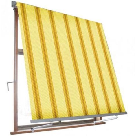 TENDA DA SOLE A CADUTA BRACCETTI BRACCI ESTERNO 4 x 2,45 MT BEIGE OCRA RIGATA 222v