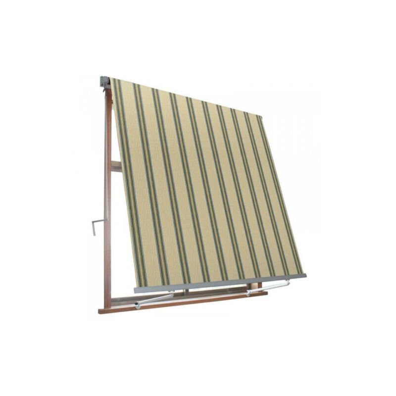 Tenda da sole a caduta braccetti bracci esterno 4 x 2,45 mt beige verde 215v