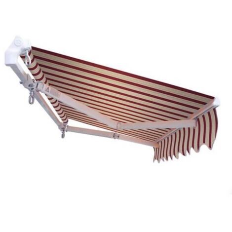 Tenda da Sole a Caduta Bracci Esterno Avvolgibile per Balcone Veranda Panarea - Colore: Beige/Bordeaux - Formato: 4 x 2.5 m