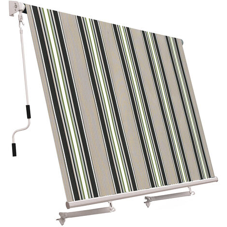 Tenda da Sole a Caduta con Bracci 245x245 cm Tessuto in Poliestere Riga Verde