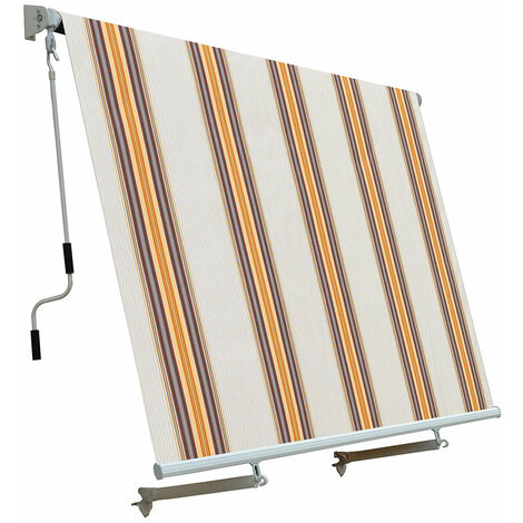 Tenda da Sole a Caduta con Bracci 250x300 cm Tessuto in Poliestere Riga Beige