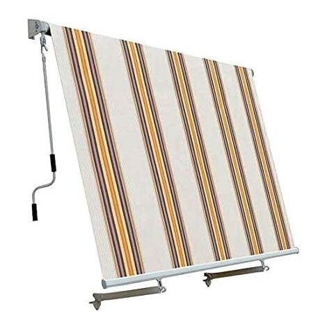 Tenda da sole a caduta con bracci tenda da balcone 2,45 x 2,45 metri beige rigato tenda parasole per balconi
