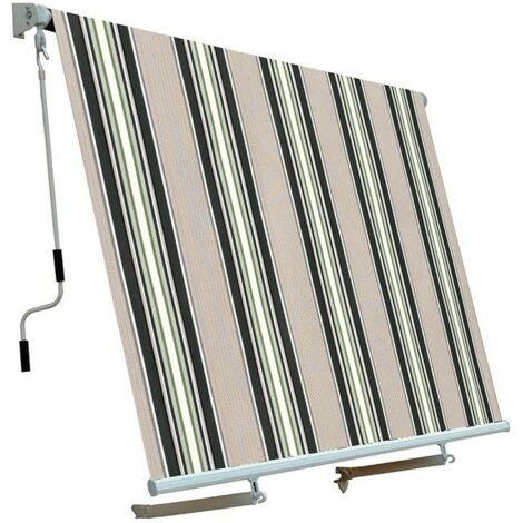 Tenda da sole a caduta con bracci tenda da balcone 3 x 2,45 metri verde rigato tenda parasole per balconi