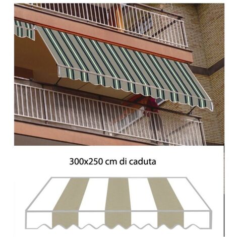 Tenda da sole a caduta P2004 cm 300x250 struttura in alluminio tessuto poliestere ombreggiante per esterno