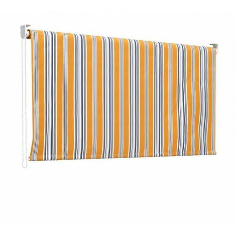 Tenda da sole a caduta, rullo avvolgibile con catenella L 200 H250cm Fredi righe giallo blu bianco