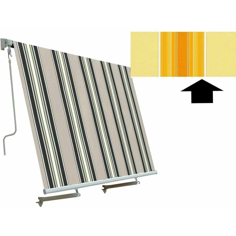 Tenda da sole a caduta senza cassonetto con bracci balcone varie misure e colori misura: 3x2,5 metri colore: giallo/bianco