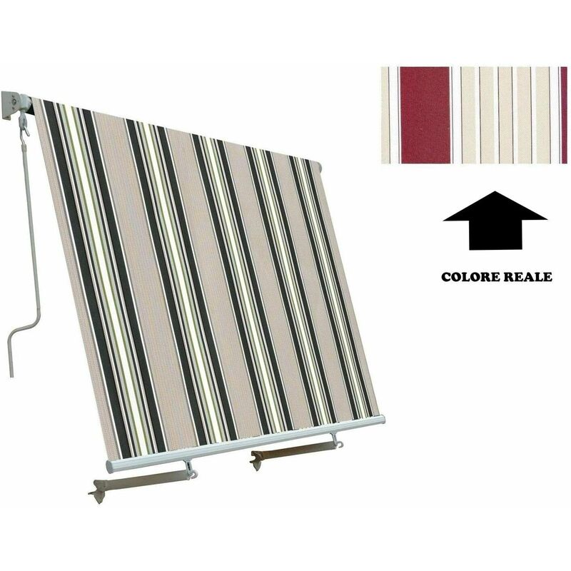 Tenda da sole a caduta senza cassonetto con bracci balcone varie misure e colori misura: 3x2,5 metri colore: bordeaux/crema