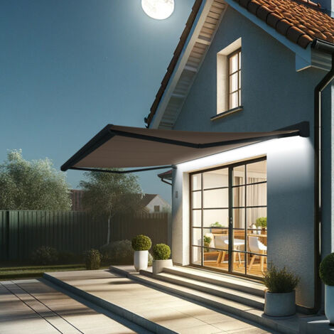 Tenda da sole a cassonetto integrale CELESTE 5,00x3,00 M (Telecomando con Manovra di Emergenza + LED - Grigio antracite strutturato RAL7016ST - Grigio talpa 250gr/m²)