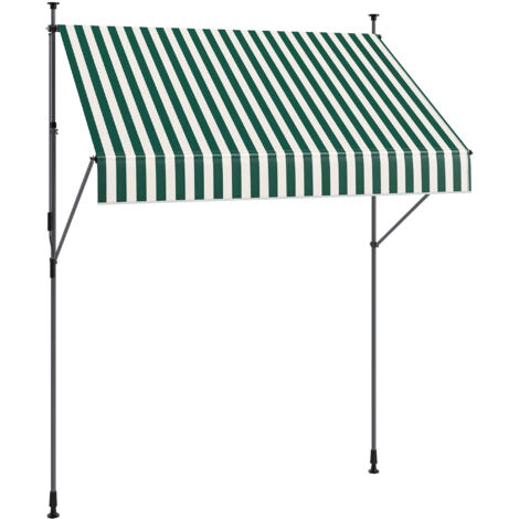 Tenda da Sole a Manovella Autoportante 2x1,2 m in Poliestere Verde e Bianco