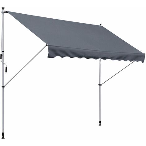 Tenda da Sole a Muro 300x150 cm in Metallo e Poliestere Grigio
