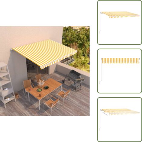 Tenda da sole alluminio - vidaXL Tenda da Sole Retrattile Manuale 450x300 cm Gialla e Bianca -