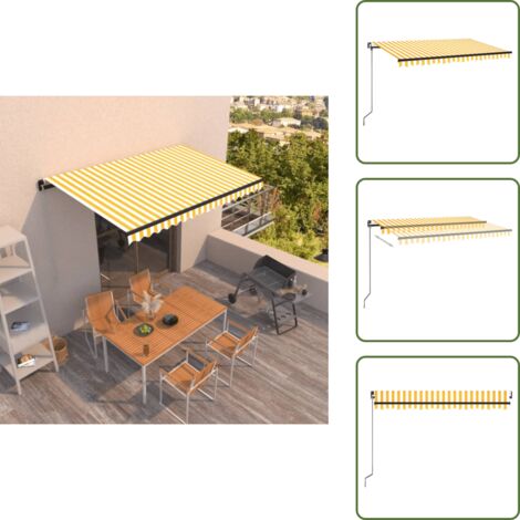 Tenda da sole alluminio - vidaXL Tenda da Sole Retrattile Manuale 450x350 cm Gialla e Bianca -