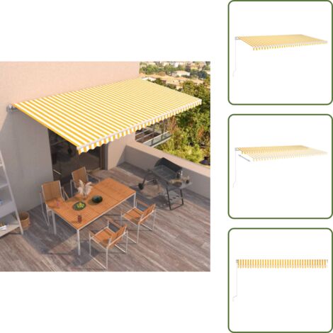 Tenda da sole alluminio - vidaXL Tenda da Sole Retrattile Manuale 600x350 cm Gialla e Bianca - Tenda da sole poliestere