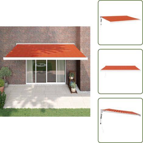 Tenda da sole alluminio - vidaXL Tenda Sole Retrattile Arancione Marrone 4x3m Tessuto Alluminio - Tenda da sole arancione