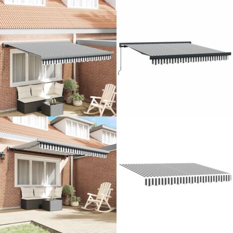Tenda da Sole Antracite e Bianca 3x2,5 m Tessuto e Alluminio - Tenda retrattile - Ombra da giardino
