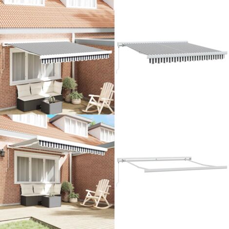 Tenda da Sole Antracite e Bianca 3x2,5 m Tessuto e Alluminio - Tenda retrattile - Tenda da giardino