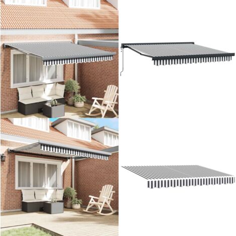 Tenda da Sole Antracite e Bianca 3x2,5 m Tessuto e Alluminio - Tenda retrattile - Tenda da giardino