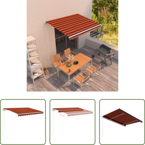 Tenda da sole automatica -  Tenda da Sole Retrattile Automatica 300x250cm Arancione Marrone