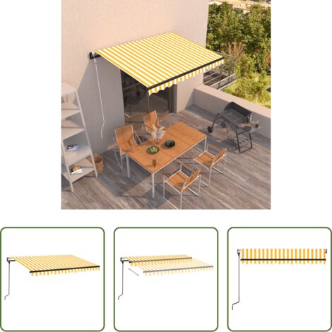 Tenda da sole automatica -  Tenda da Sole Retrattile Automatica 350x250 cm Gialla e Bianca