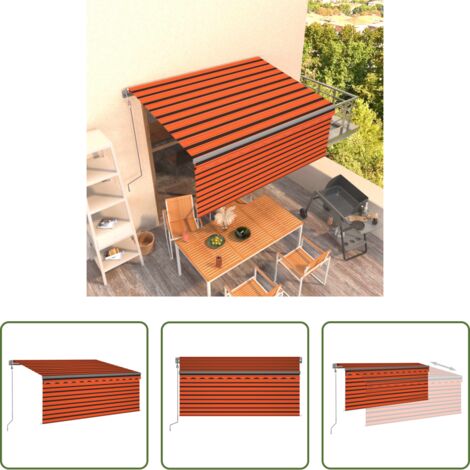 Tenda da sole automatica -  Tenda da Sole Retrattile Automatica 3x2,5m Arancione e Marrone