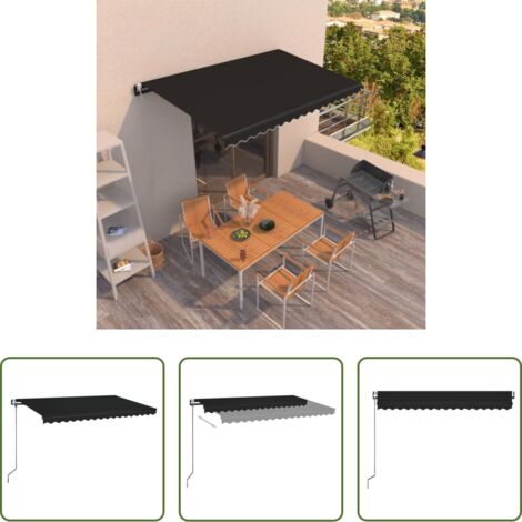 Tenda da sole automatica -  Tenda da Sole Retrattile Automatica 400x350 cm Antracite