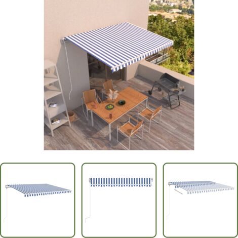Tenda da sole automatica -  Tenda da Sole Retrattile Automatica 400x350 cm Blu e Bianca