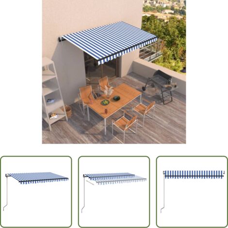 Tenda da sole automatica -  Tenda da Sole Retrattile Automatica 400x350 cm Blu e Bianca