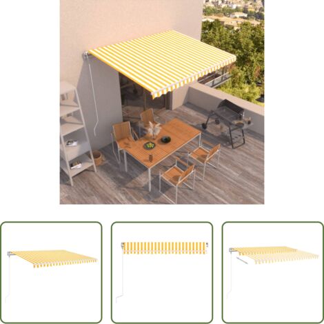 Tenda da sole automatica -  Tenda da Sole Retrattile Automatica 400x350 cm Gialla e Bianca