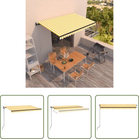 Tenda da sole automatica -  Tenda da Sole Retrattile Automatica 450x300 cm Gialla e Bianca