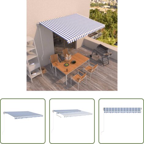 Tenda da sole automatica -  Tenda da Sole Retrattile Automatica 450x350 cm Blu e Bianca