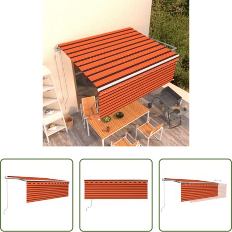 Tenda da sole automatica -  Tenda da Sole Retrattile Automatica 4,5x3m Arancione e Marrone